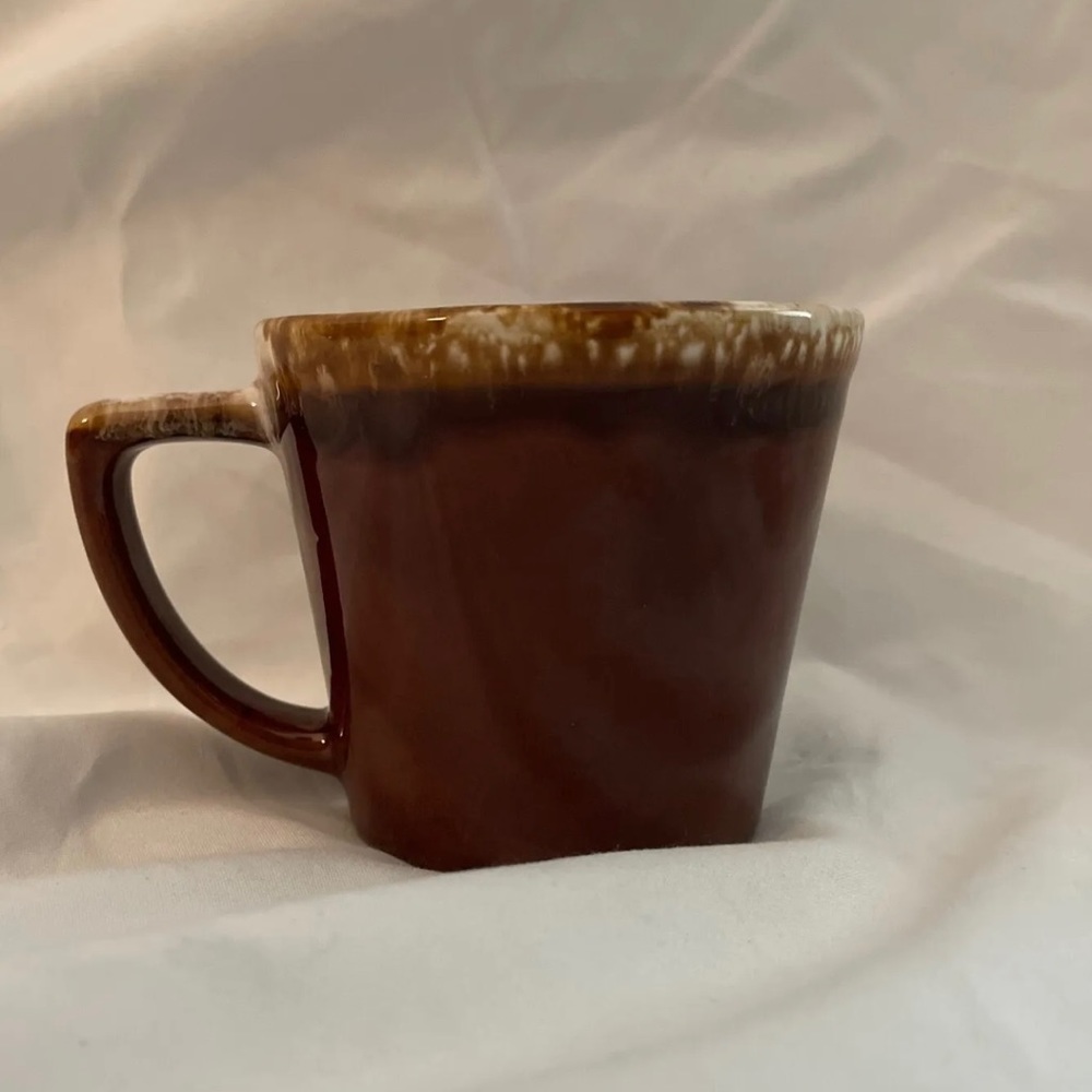 Mccoy USA drip glaze coffee mug brown drip glaze vintage